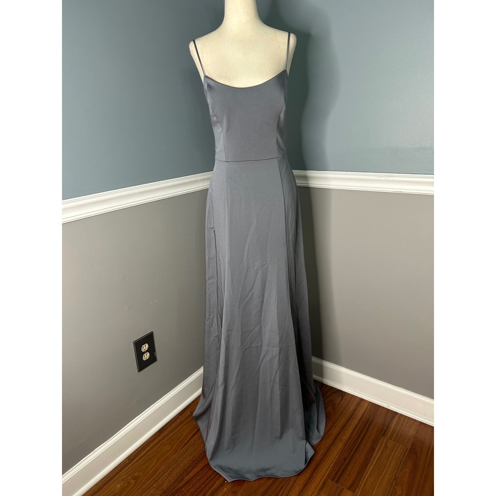 Jenny Yoo Aniston Luxe Crepe dress Gown Gray Formal Dress 10